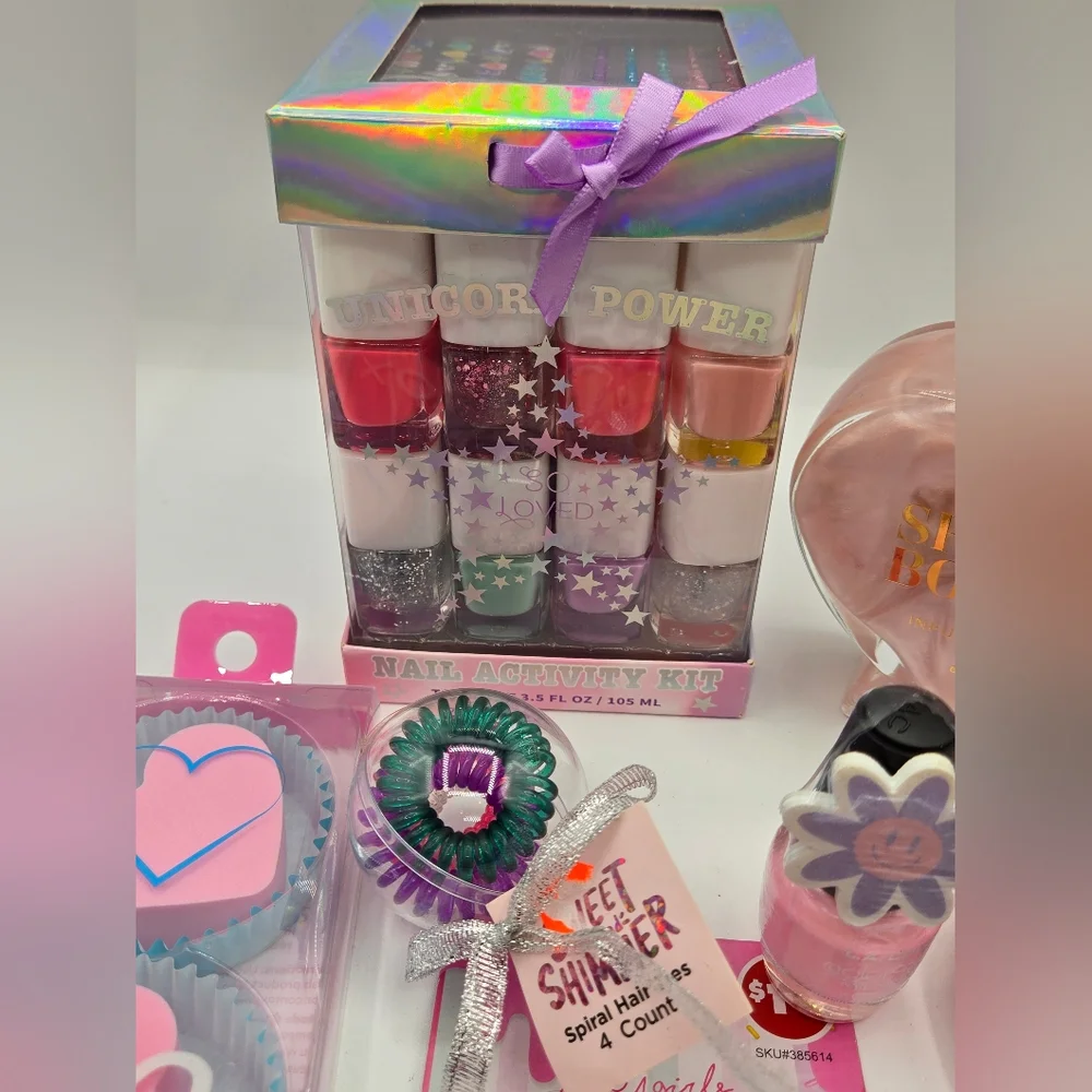 LOT of NWT Girl's Fashion & Fun Nail Polish Lip Gloss & More Pink Glitter